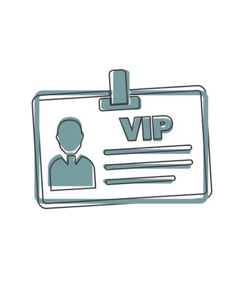 Vector icon person vip card, customer card. Vector illustration of a identification badge with a photo on cartoon style on white isolated background. Layers grouped for easy editing illustration. For your design.